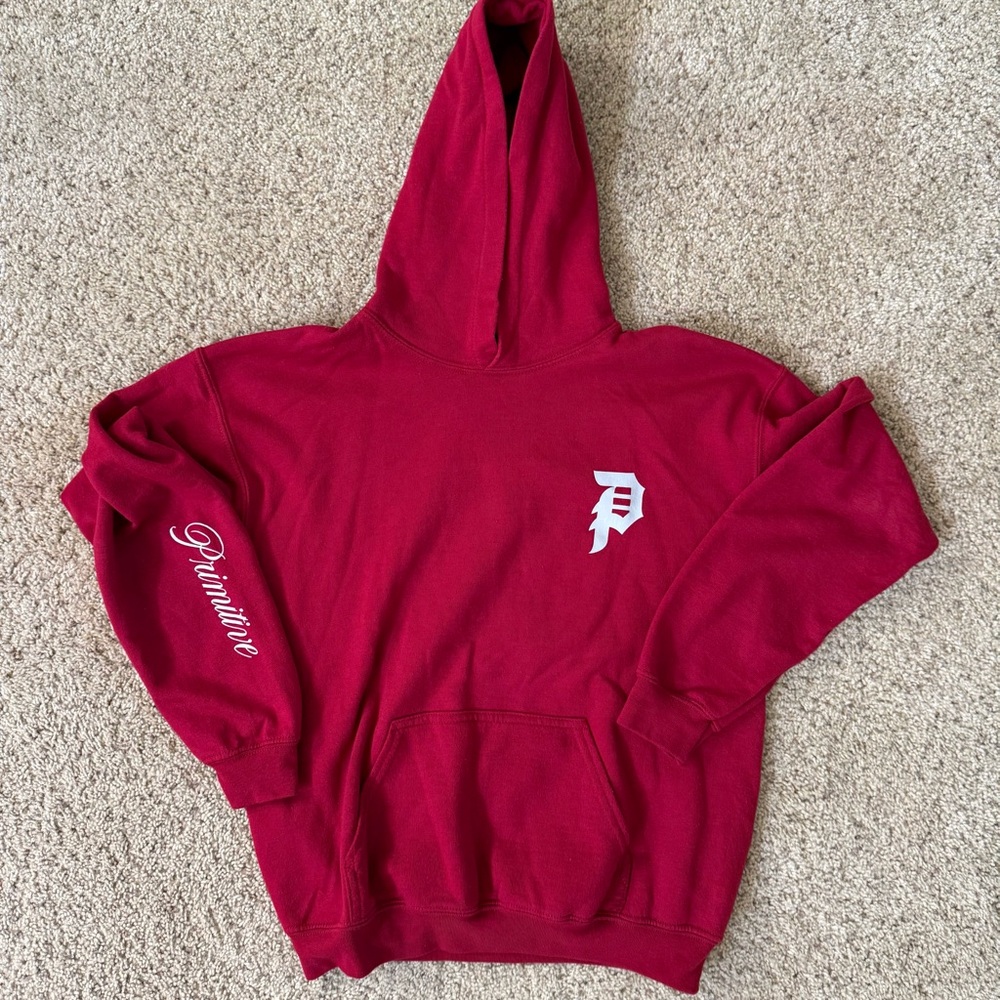 Primitive Men's Crewneck Hoodie in Red with White Logo